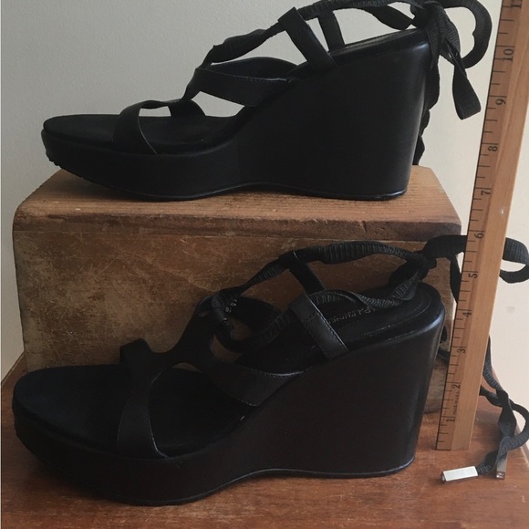 Donald J Pliner Gwen Sport-I-Que Black Platform Wedge Sandals Size 8.5 - Picture 3 of 7